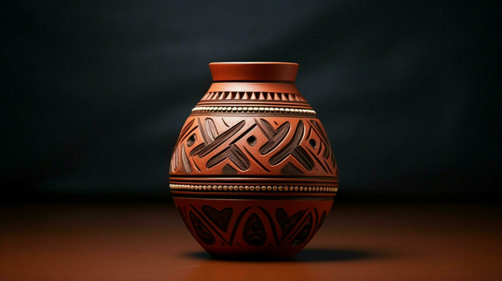 decorative terracotta vase with intricate indigenous photo