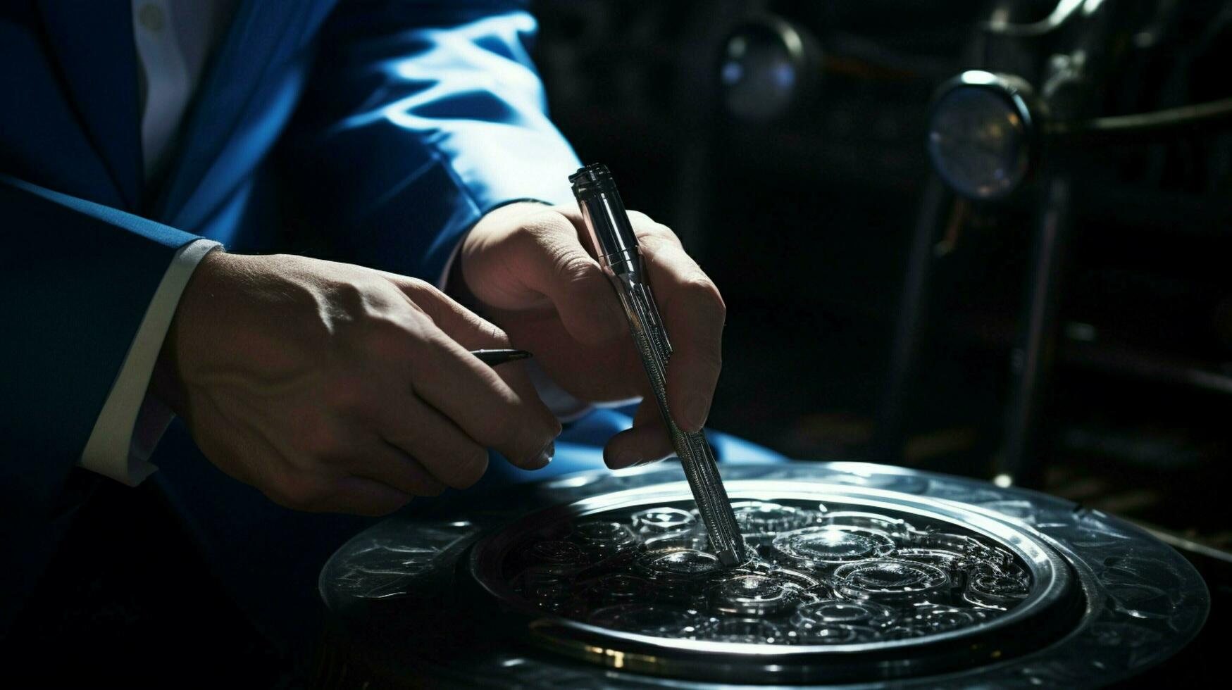 doctor examines with shiny metal diagnostic tool photo