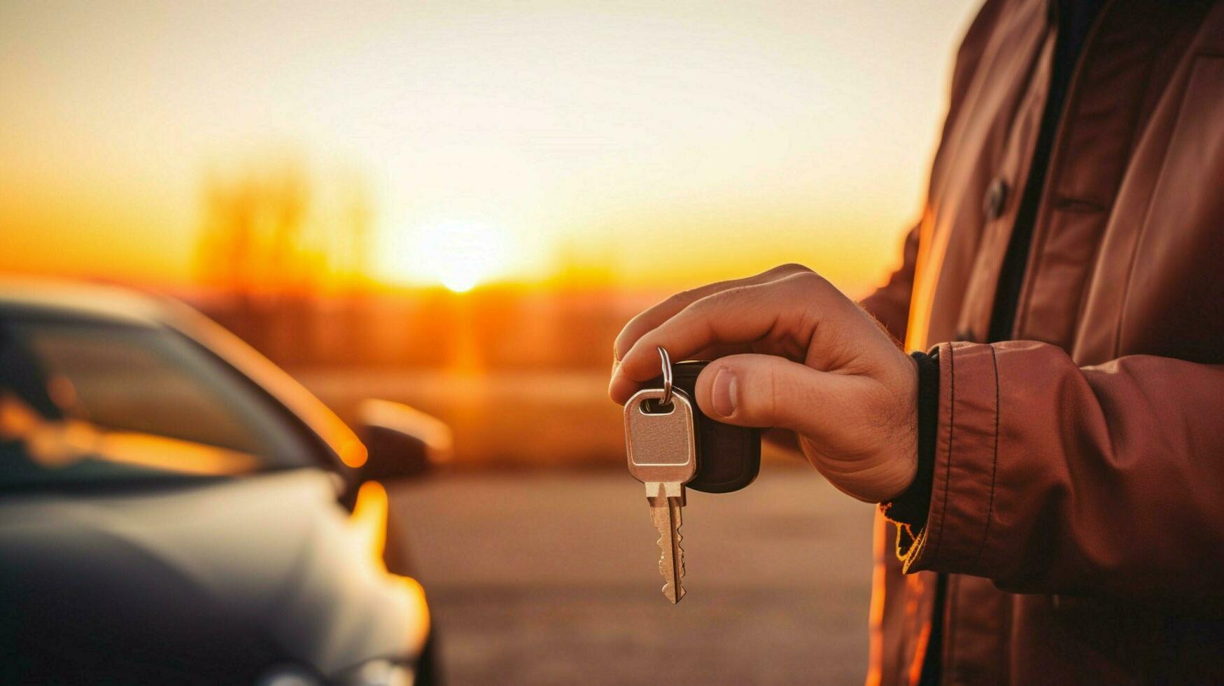 driver holding car key ready to drive photo