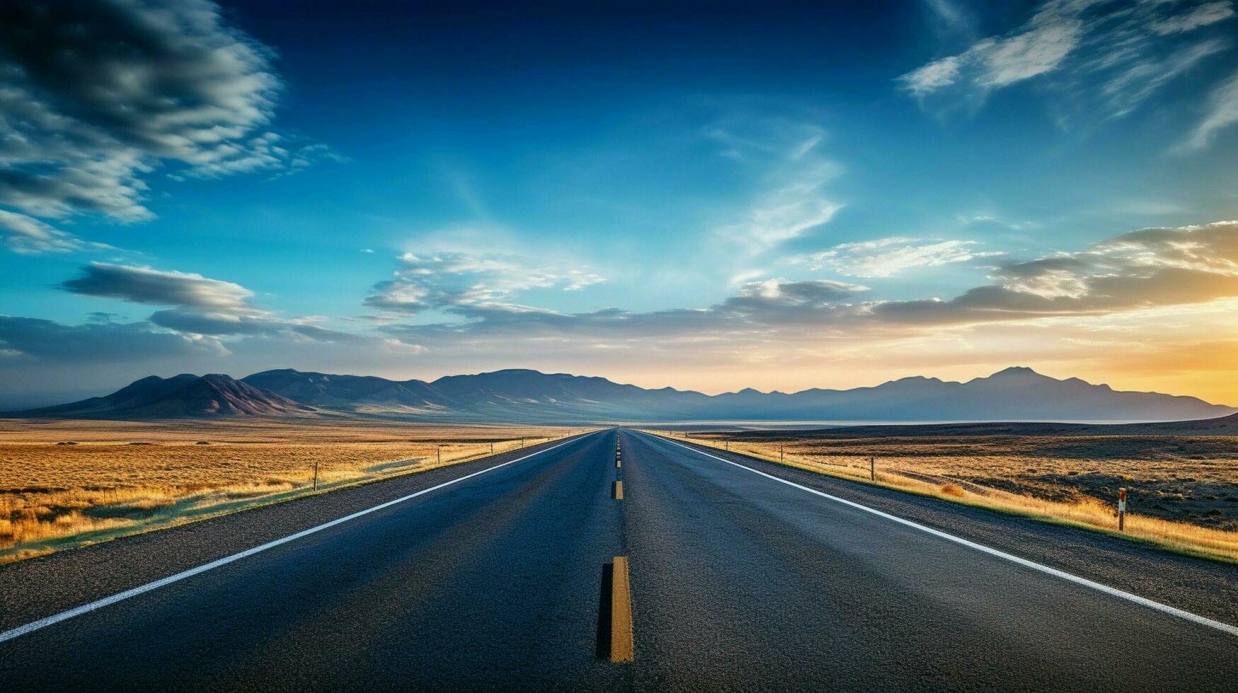 driving on asphalt vanishing point on horizon photo