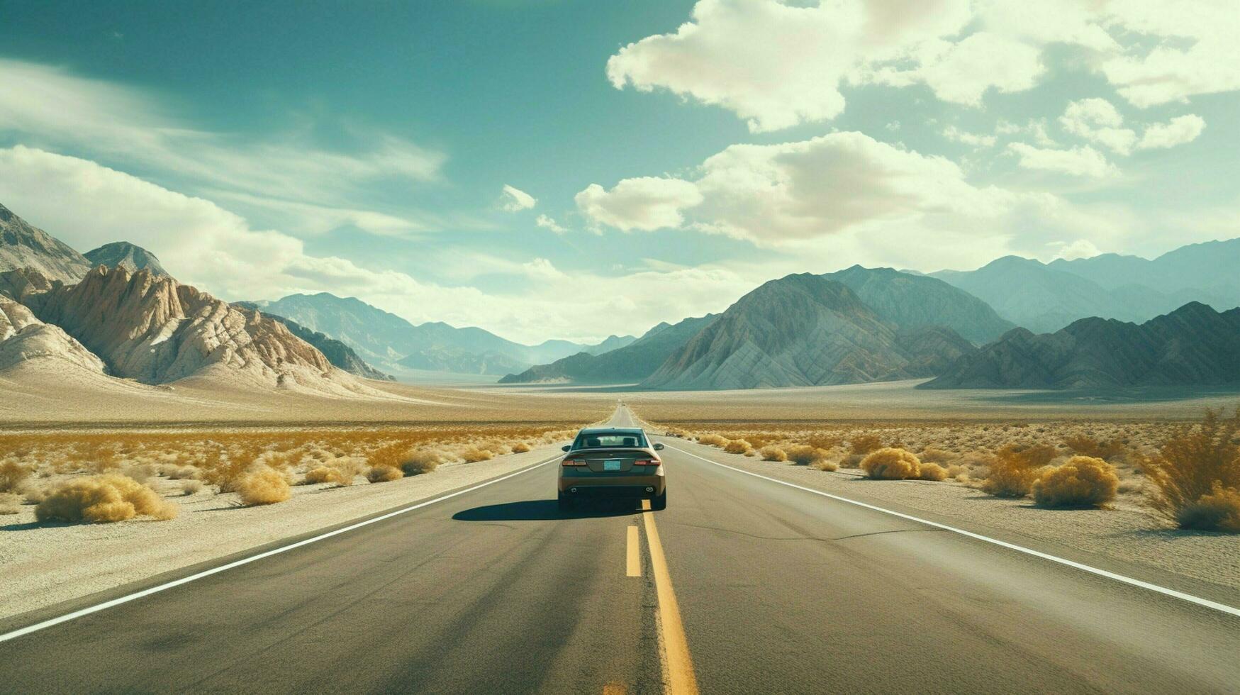 driving through mountains summer adventure awaits ahead photo