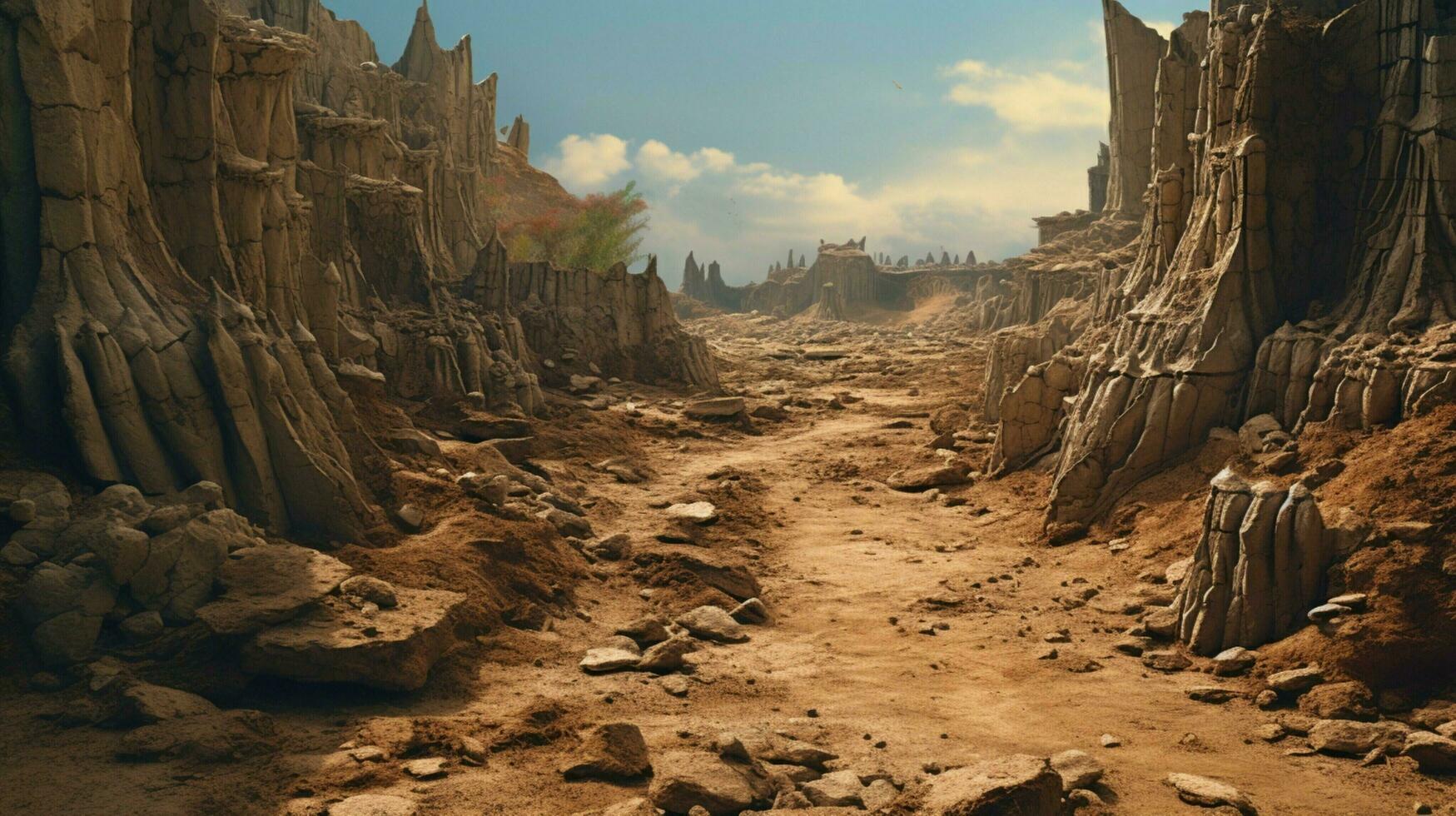 dry dirt eroded clay ruined landscape extreme terrain photo