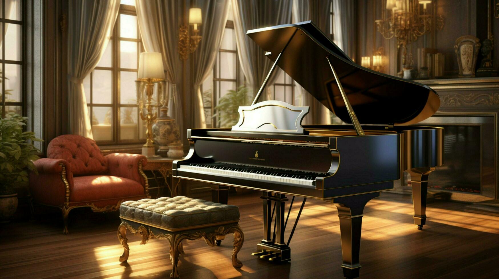 elegant grand piano indoors scene photo