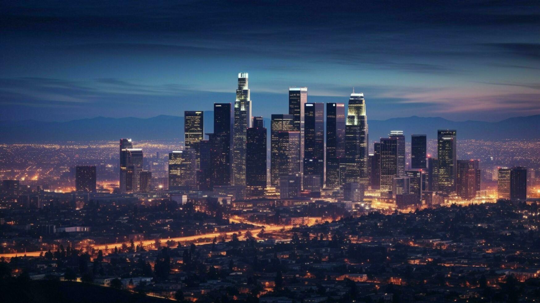 famous architecture illuminated at dusk in cityscape photo