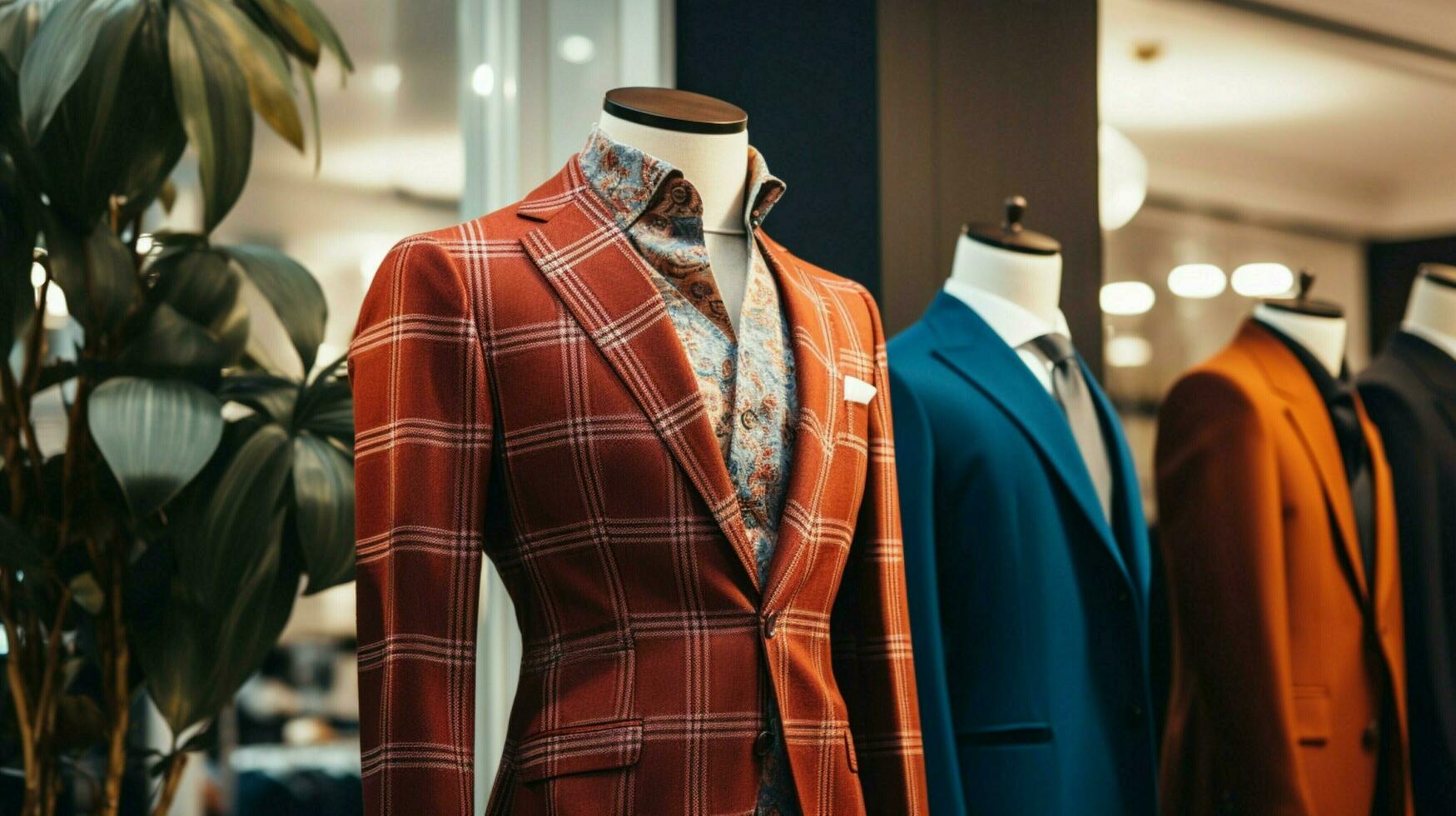 de moda hombres chaqueta en maniquí en boutique foto