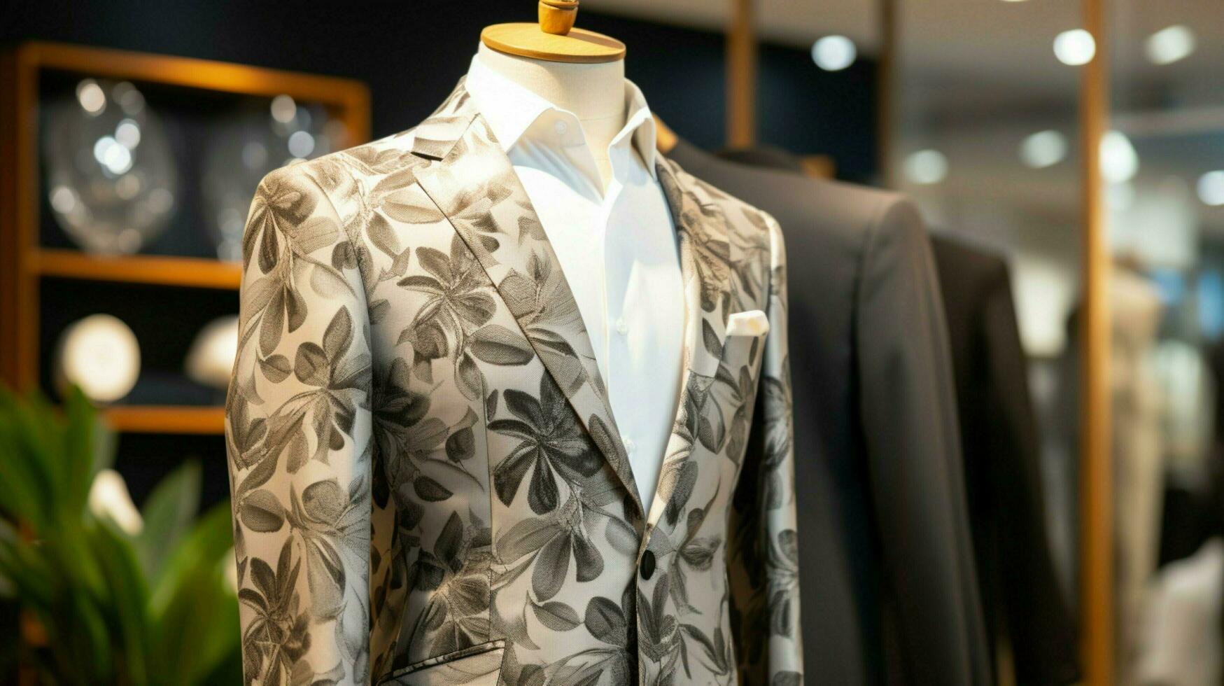 fashionable men jacket on mannequin in boutique photo