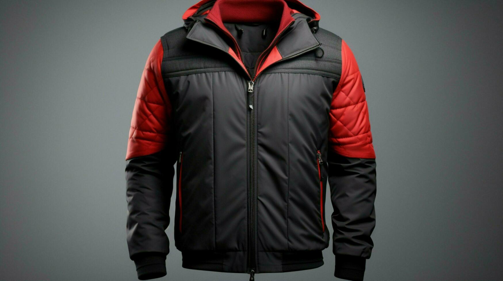 fashionable men winter jacket with hood and zipper photo