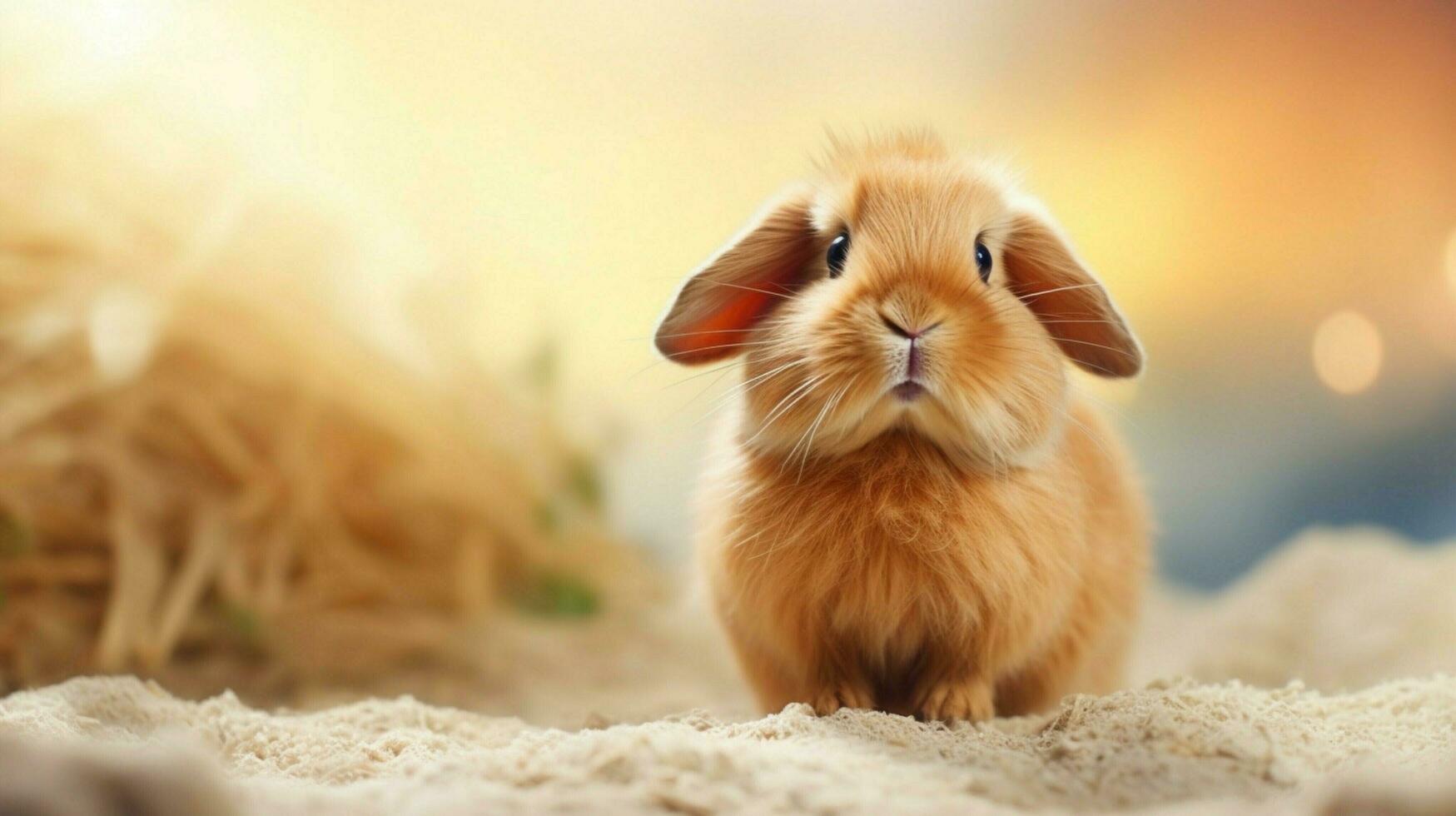 fluffy small mammal cute guinea pig young rabbit sitting photo