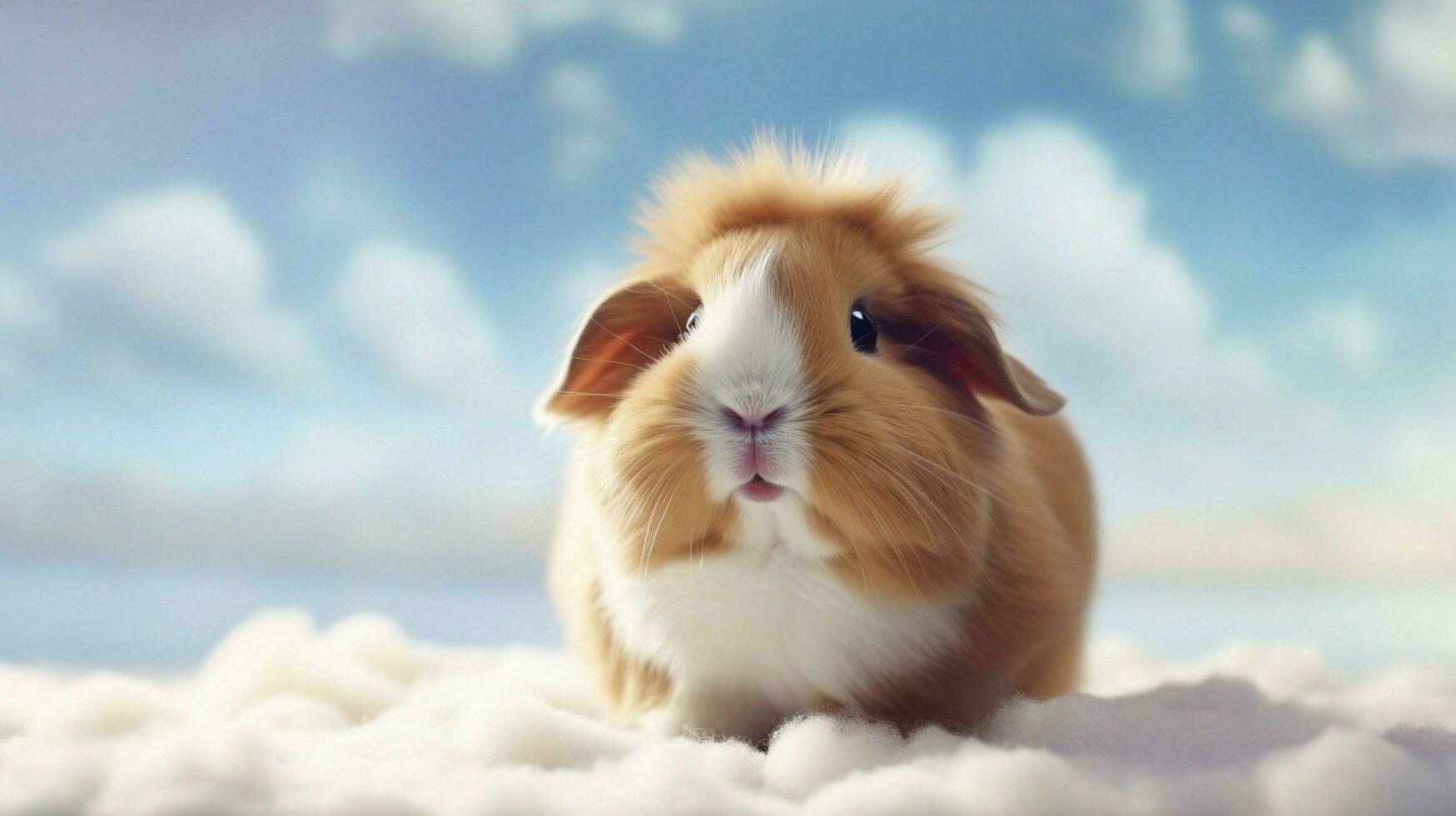 fluffy small mammal cute guinea pig young rabbit sitting photo