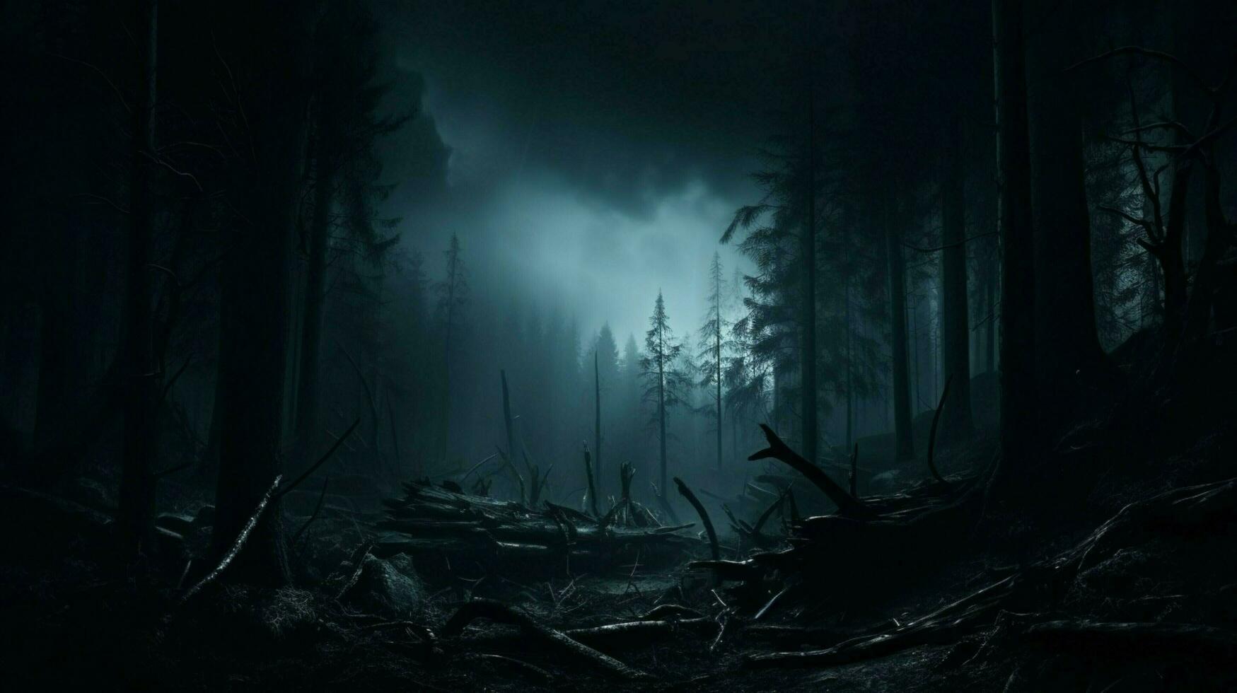 brumoso bosque paisaje oscuro silueta misterioso atmósfera foto