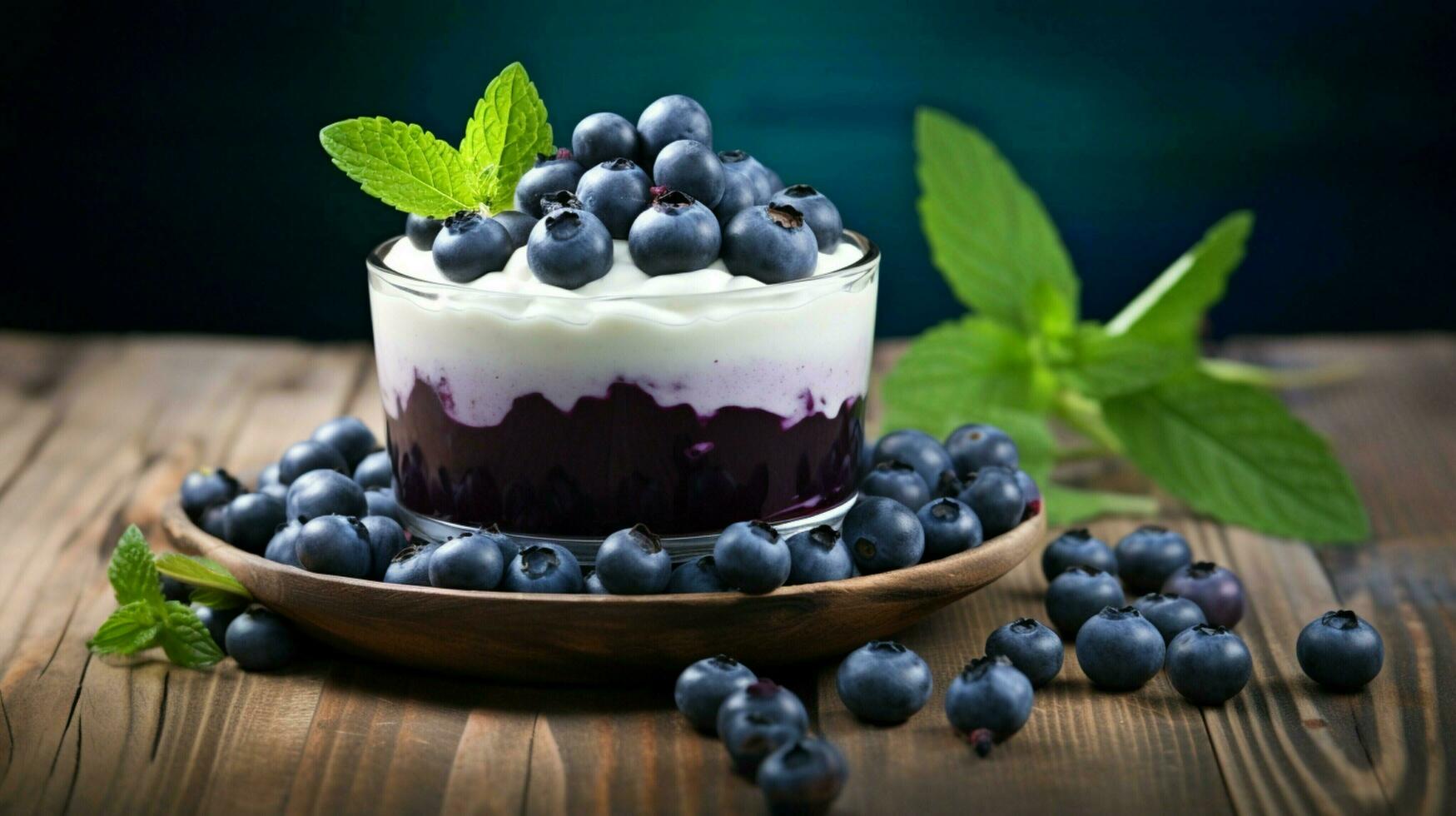 fresh blueberry dessert on rustic wooden table perfect photo