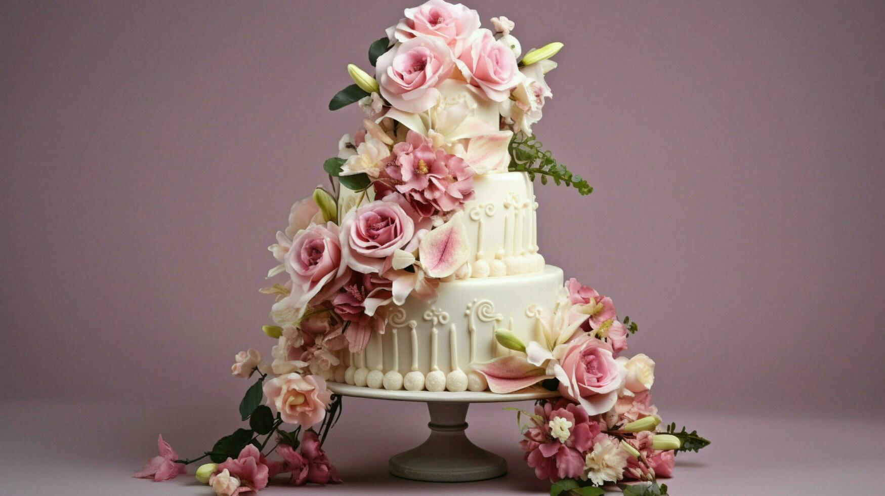 fresh bouquet sweet love wedding celebration with cake photo