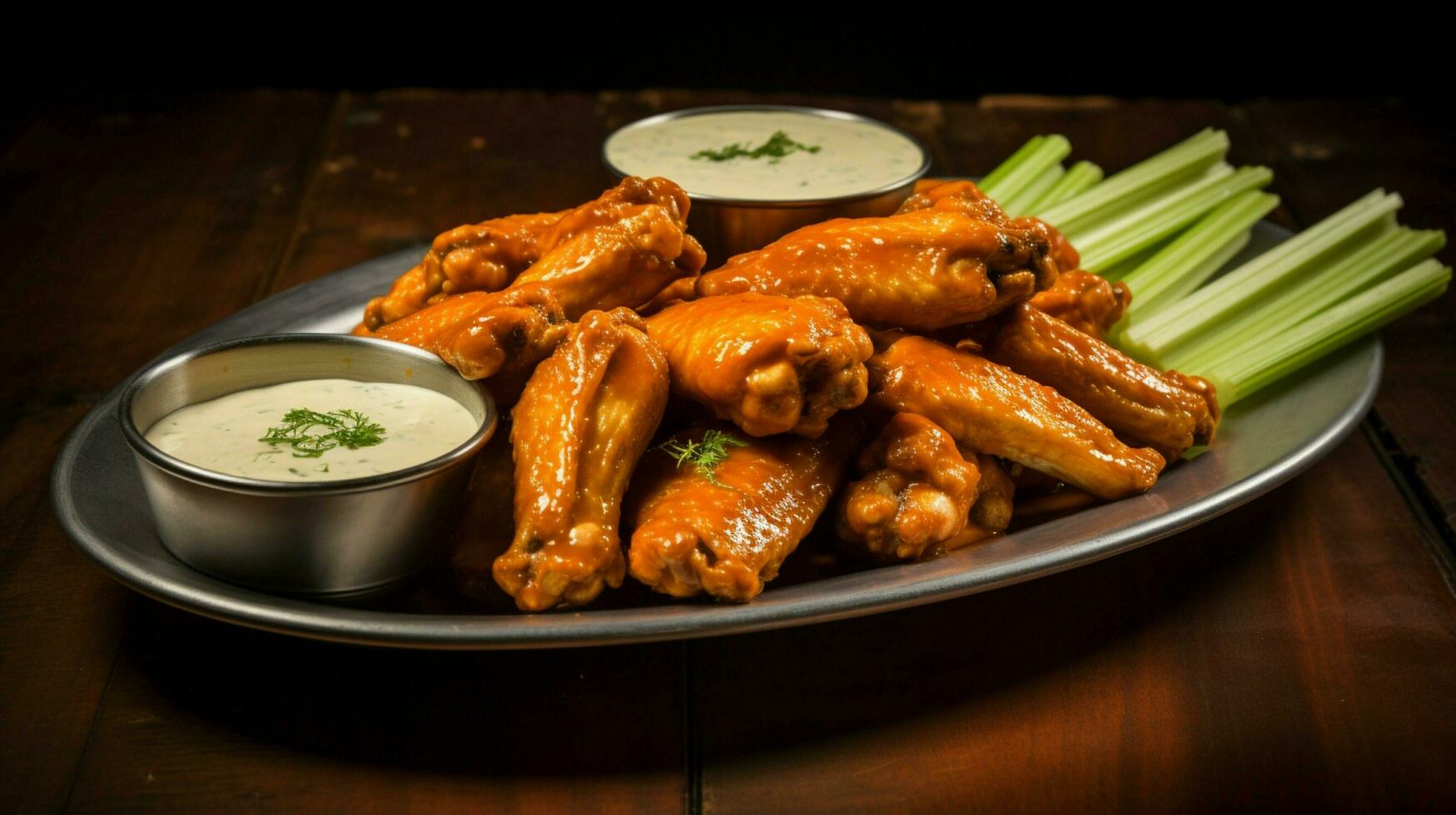 fresh buffalo chicken wings with savory dip appetizer photo