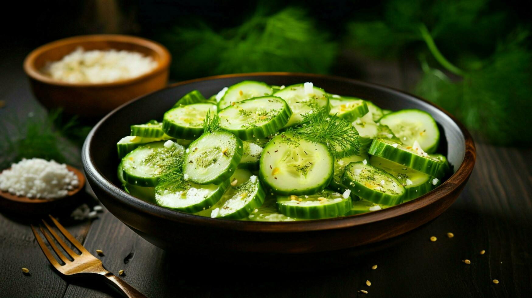 fresh cucumber salad a healthy gourmet meal with organic photo