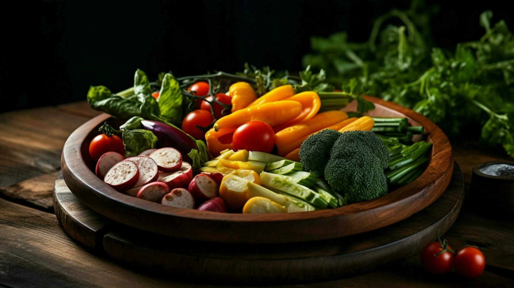 fresh healthy vegetables cooked to perfection on a rustic photo