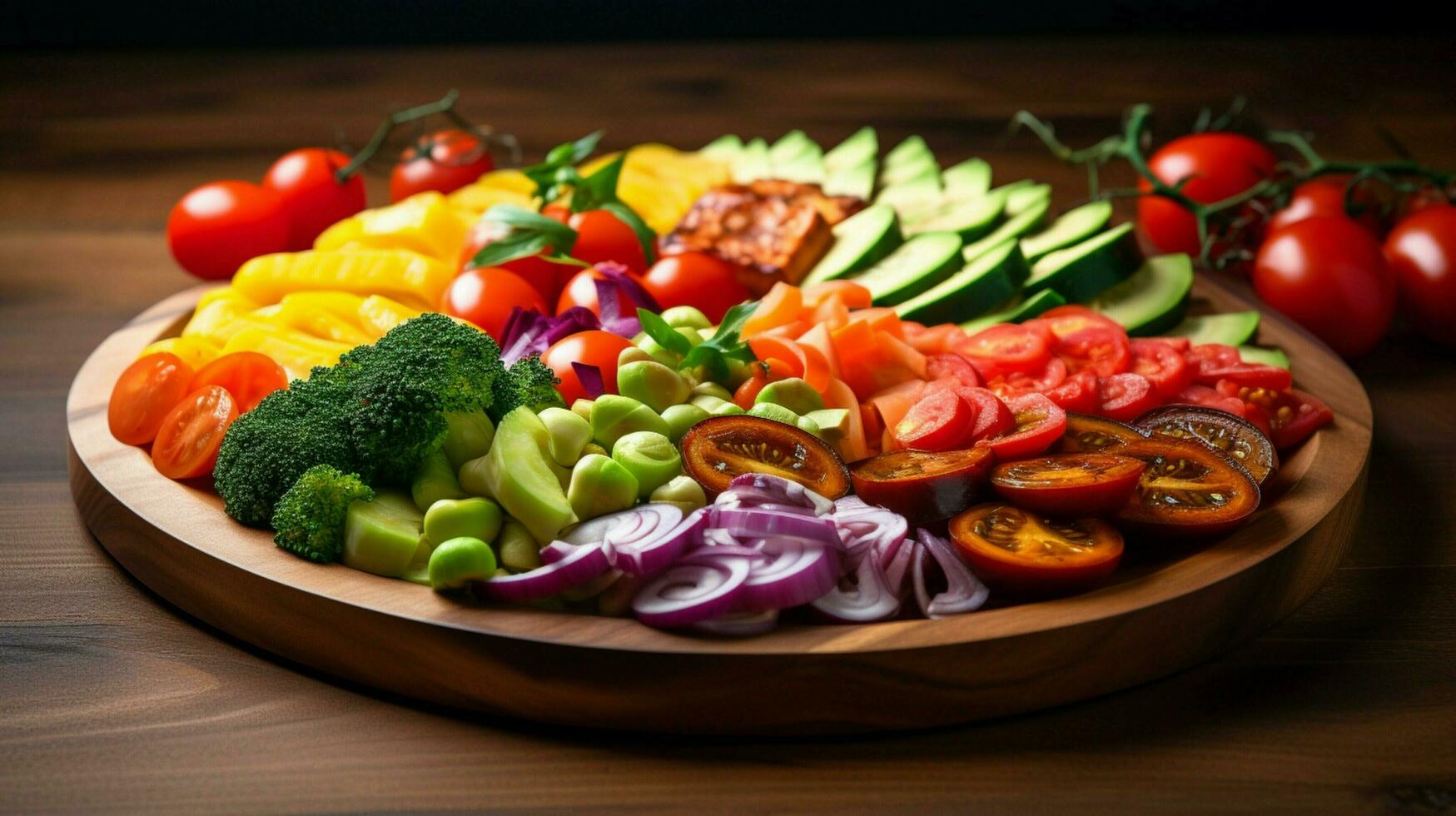 fresh healthy vegetarian meal with multi colored vegetable photo