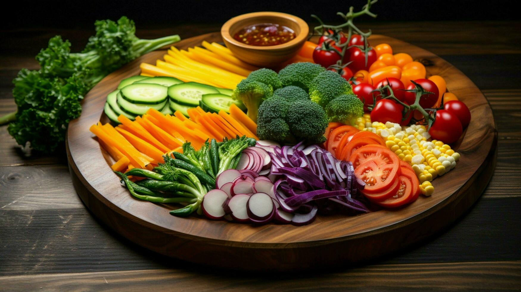 fresh healthy vegetarian meal with multi colored vegetable photo