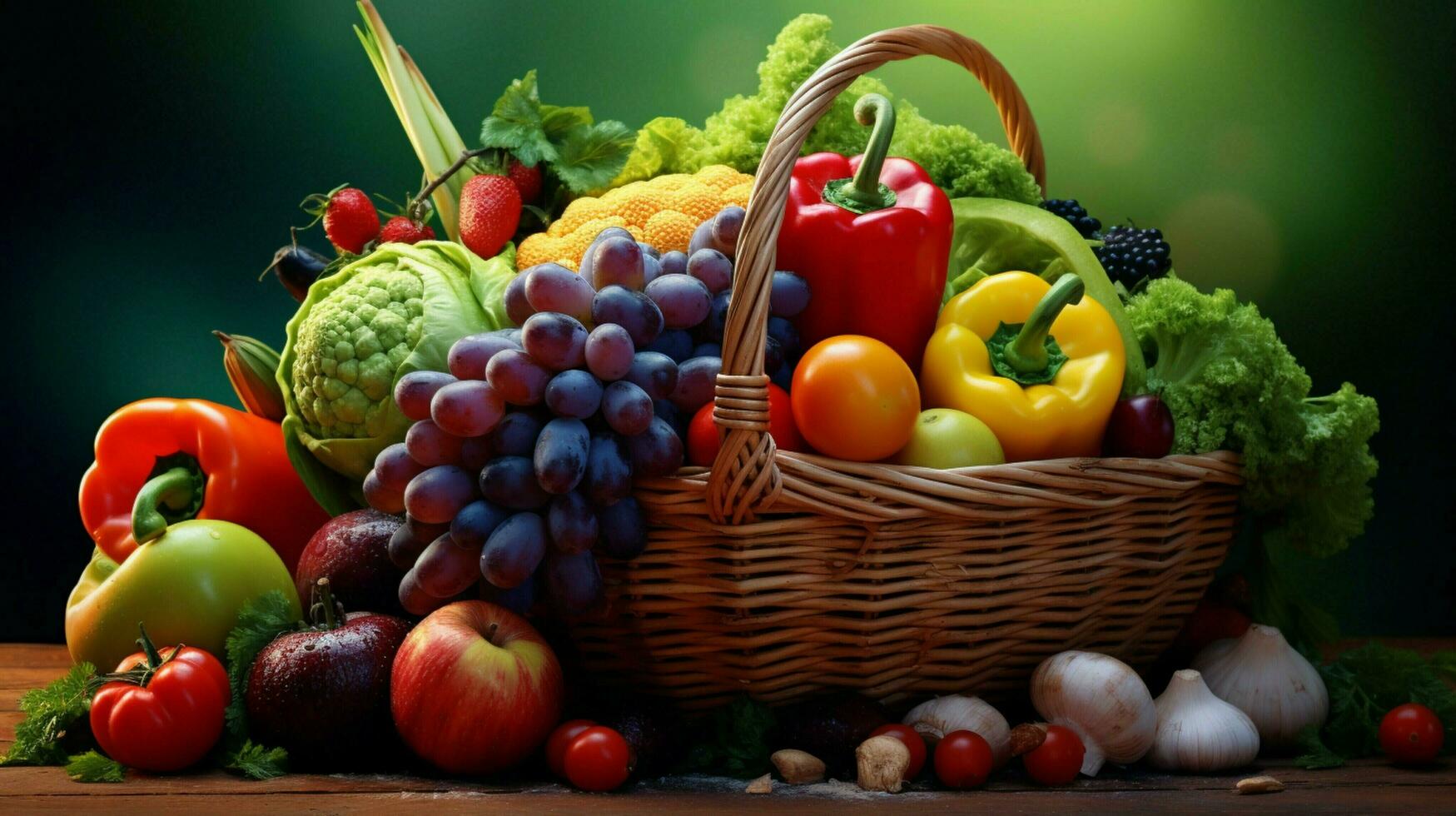 Fresco orgánico frutas y vegetales en multi de colores marca foto