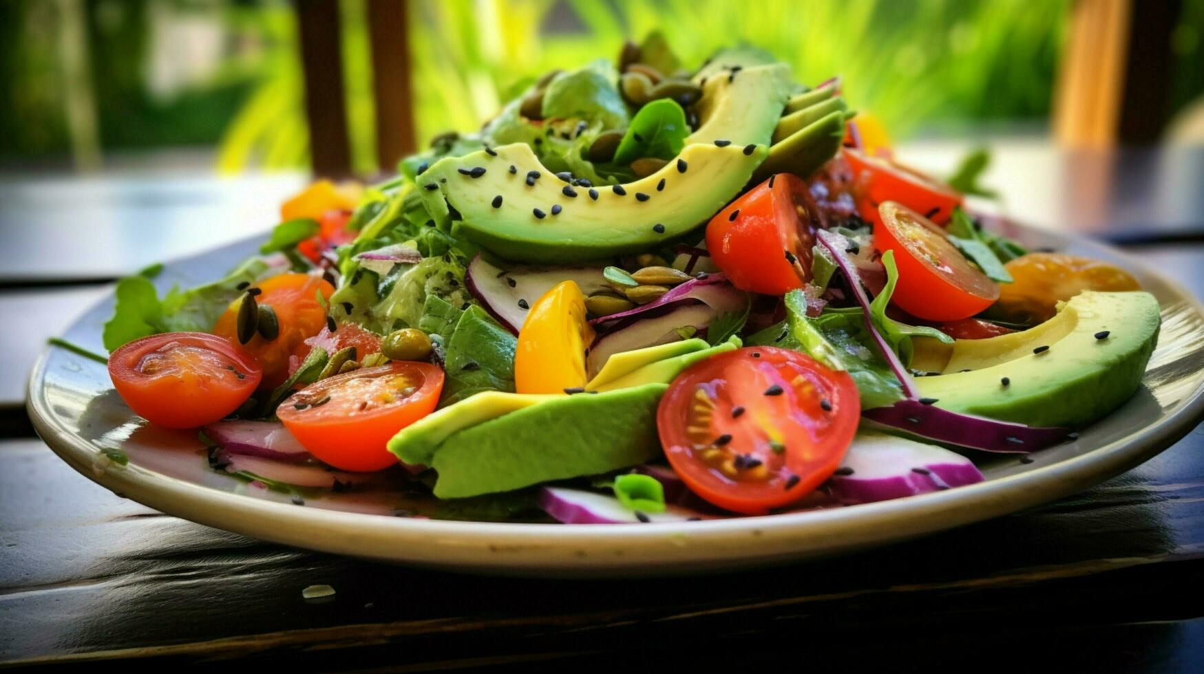 Fresco orgánico vegetariano ensalada un sano gastrónomo verano foto