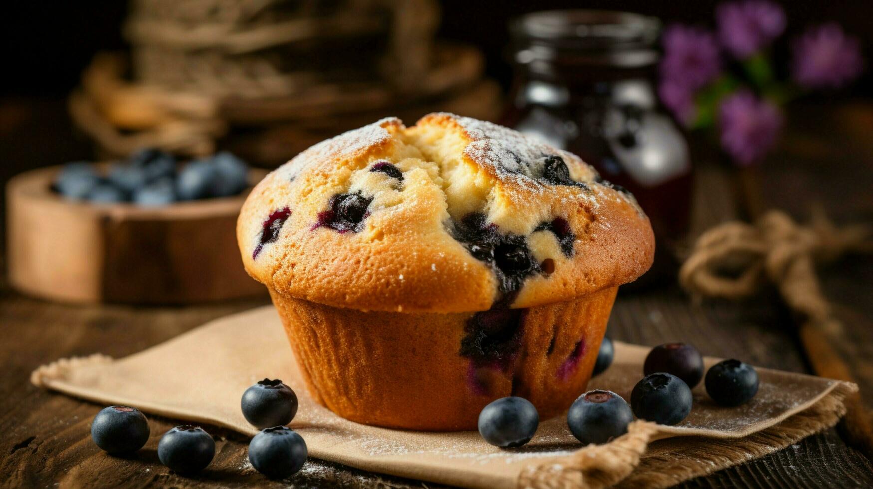 freshly baked homemade blueberry muffin a sweet photo