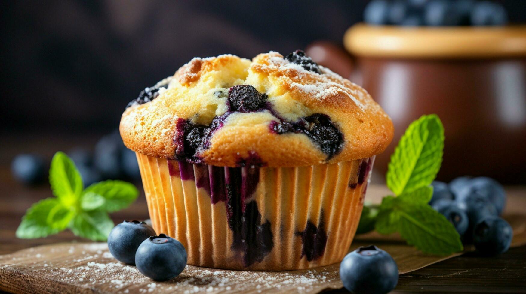 freshly baked homemade blueberry muffin a sweet photo