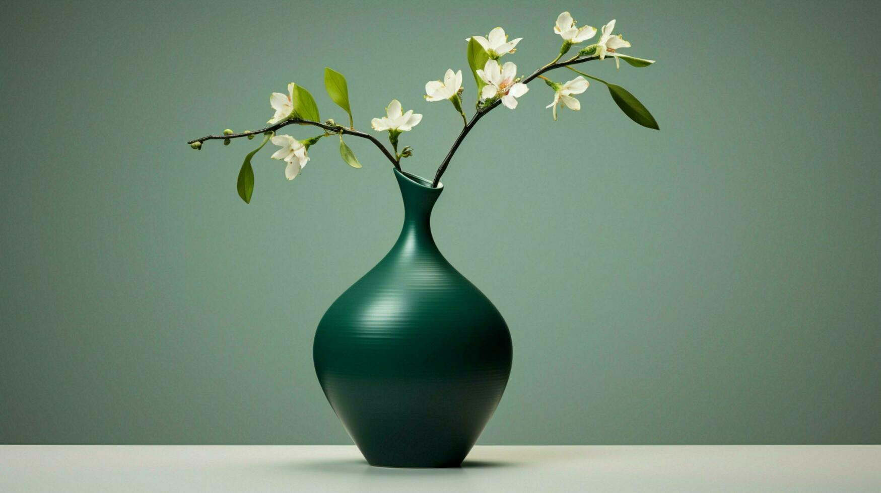 freshness and elegance in a single object a green vase photo