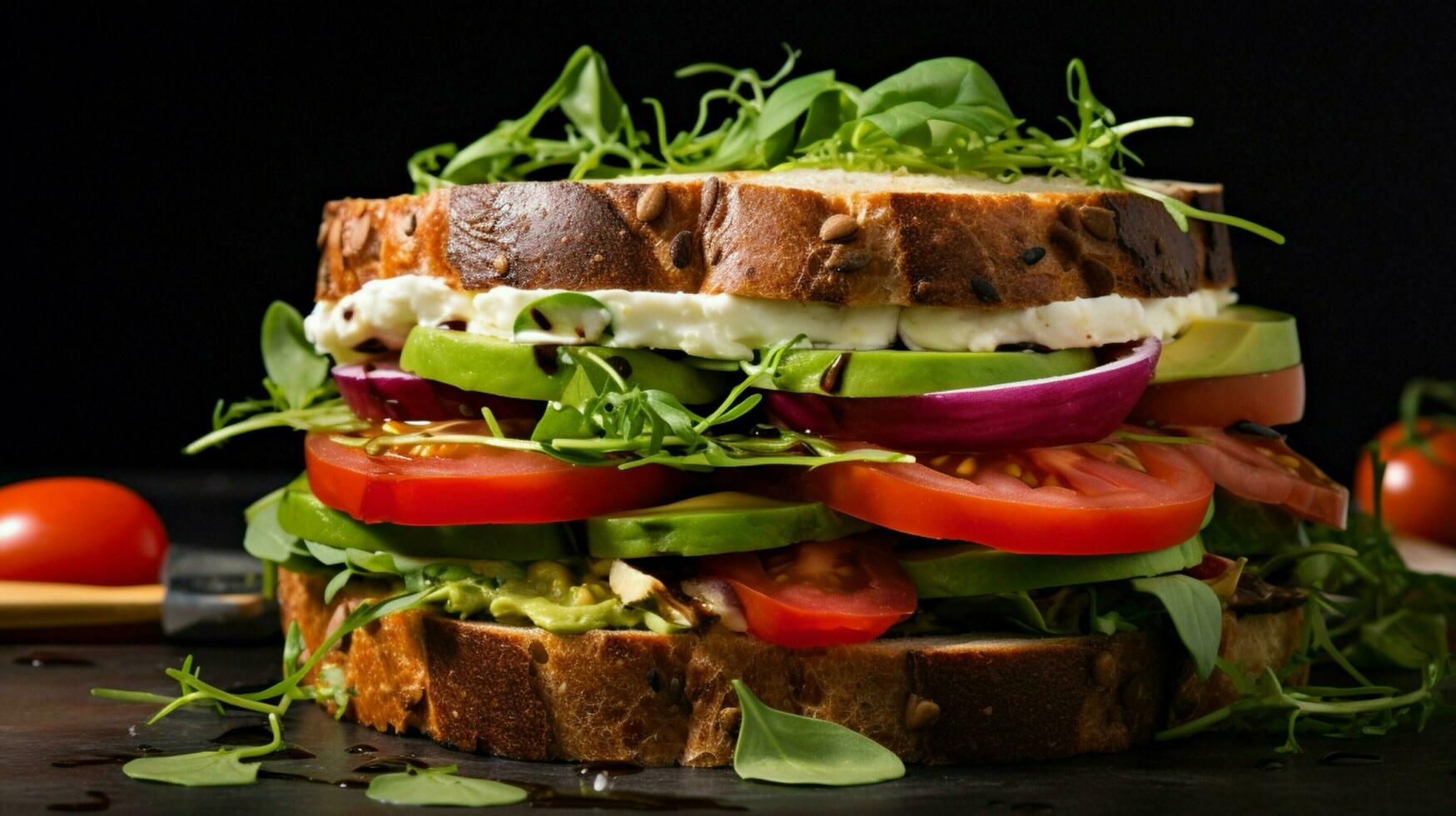 freshness and gourmet bread make a healthy close up sand photo