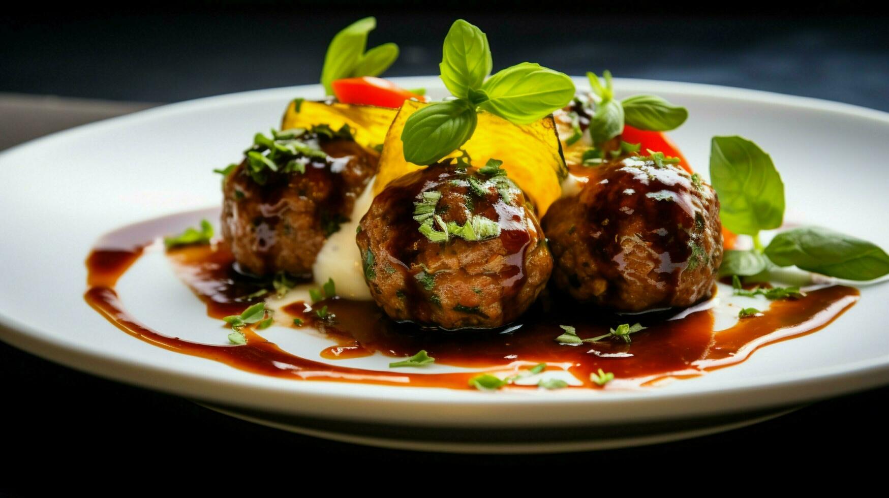 freshness and gourmet meatball appetizer on a homemade photo