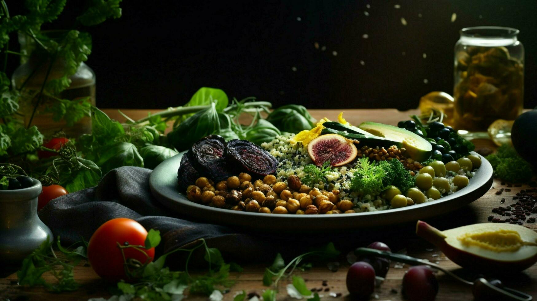 frescura y salud en un vegetariano comida con orgánico foto