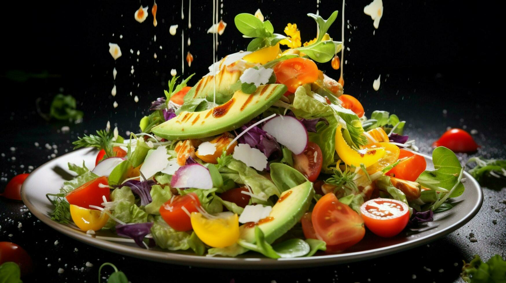 frescura y sano comiendo en un gastrónomo vegetariano comida foto