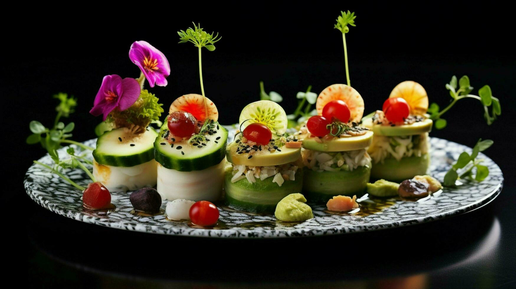 frescura y sano comiendo en un plato de gastrónomo aperitivo foto