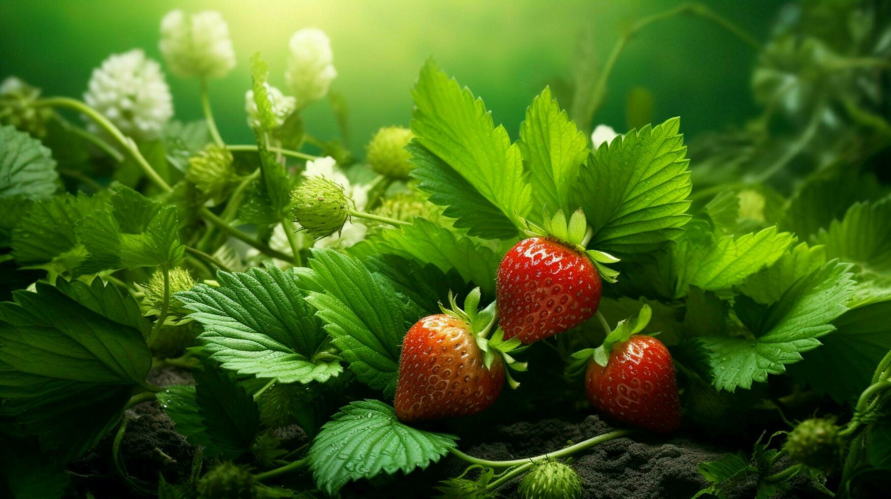 freshness of nature bounty ripe green strawberries photo