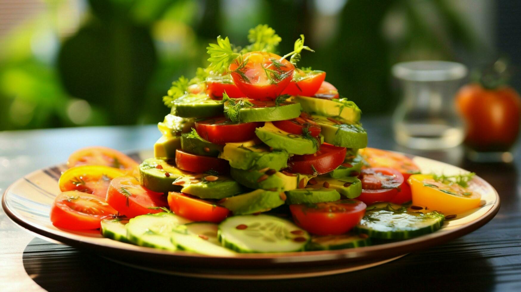 frescura en un plato gastrónomo ensalada Pepino aguacate foto