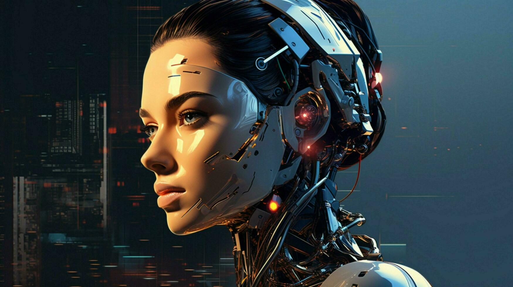 futuristic adult woman technology robot science cyborg photo