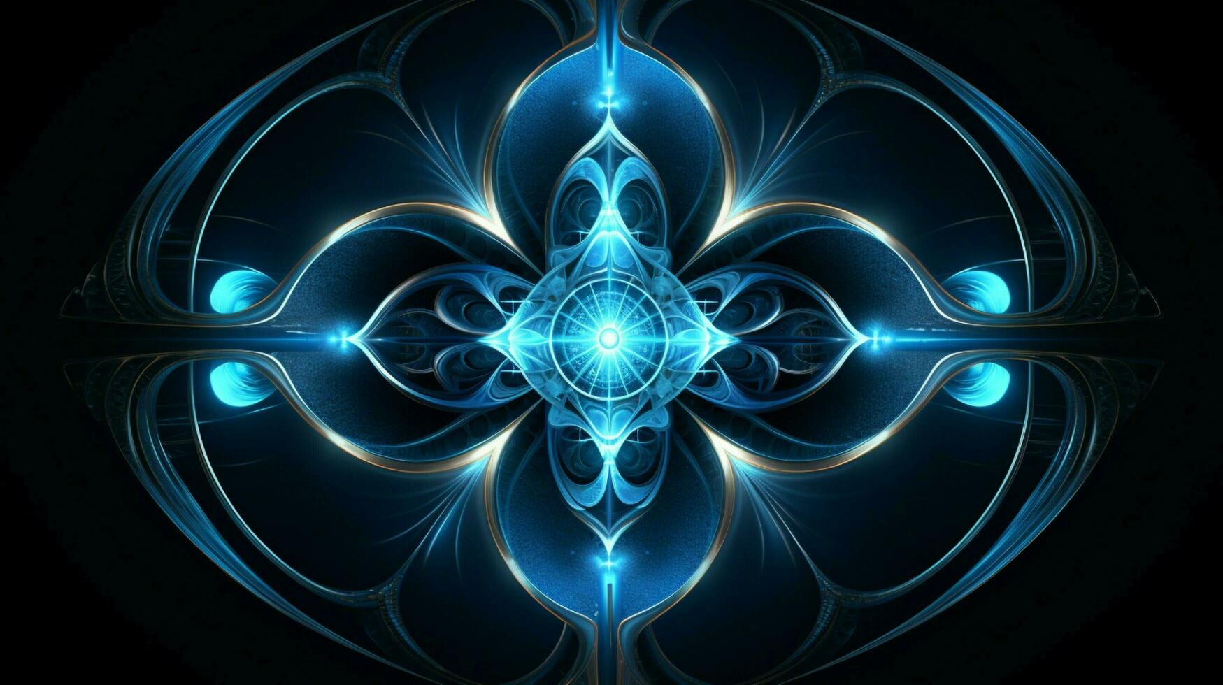 futuristic computer generated blue fractal symbol photo