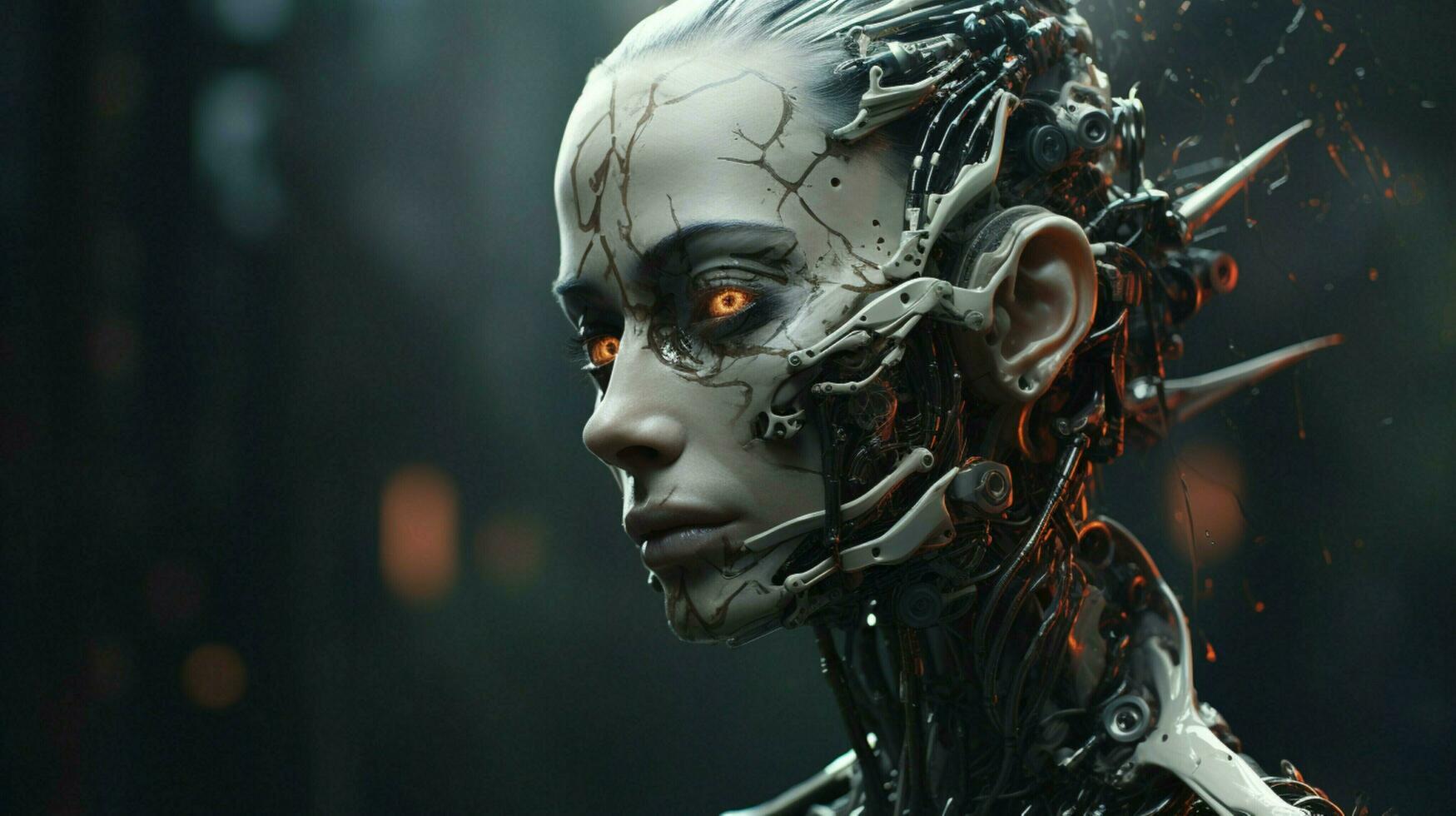futuristic cyborg portrait of a robotic skeleton photo