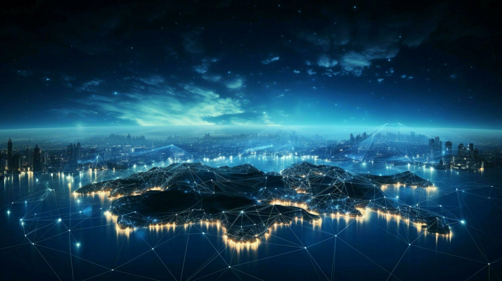 futuristic computer network connects global communication photo