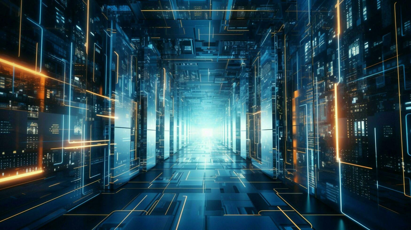 futuristic mainframe secures global communications in net photo