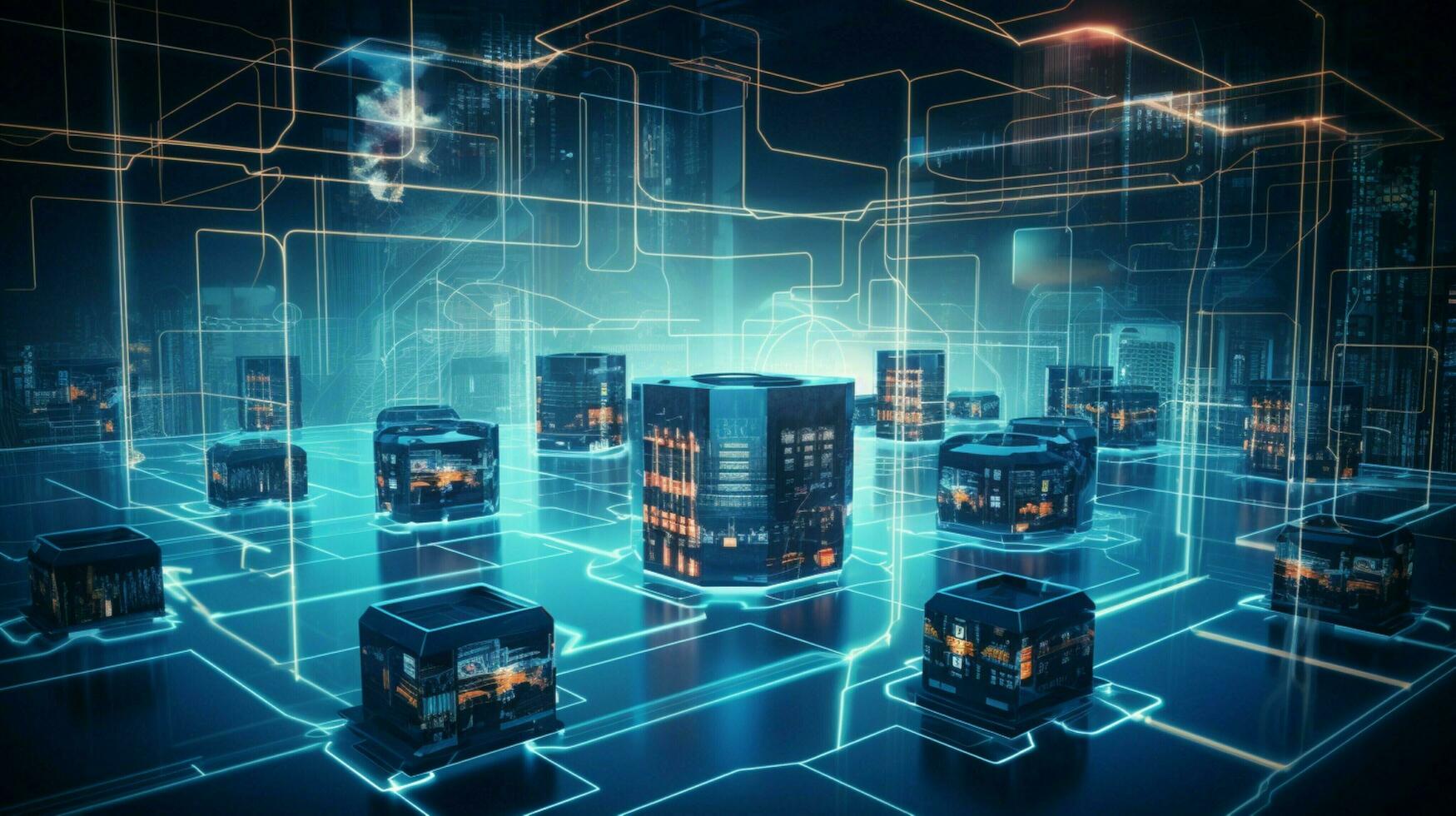 futuristic security system with network server connection photo