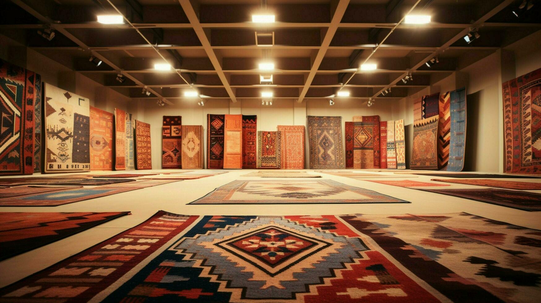 geometric patterns of turkish kilims decorate floor photo