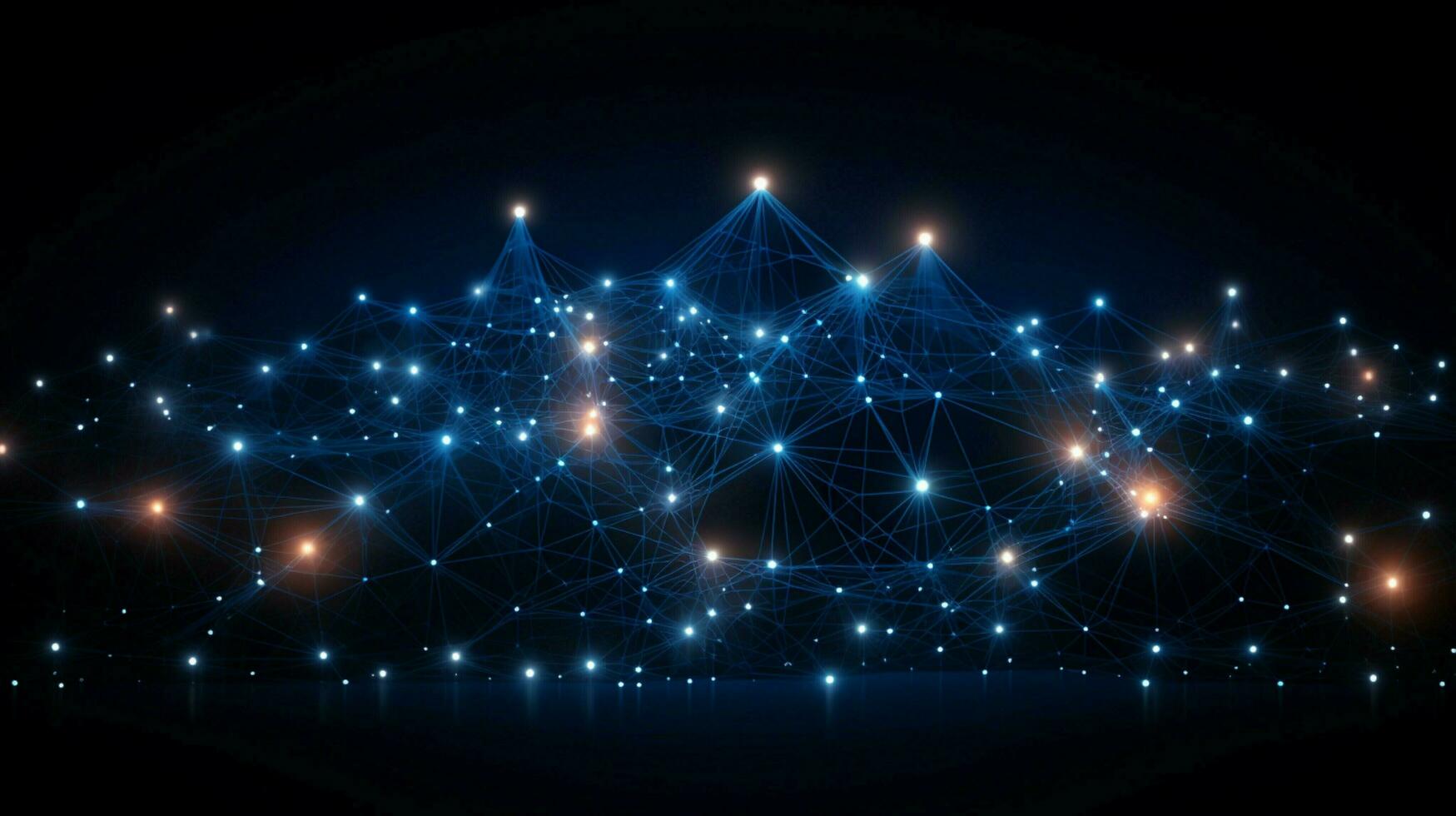 glowing abstract computer network symbol illuminates dark photo
