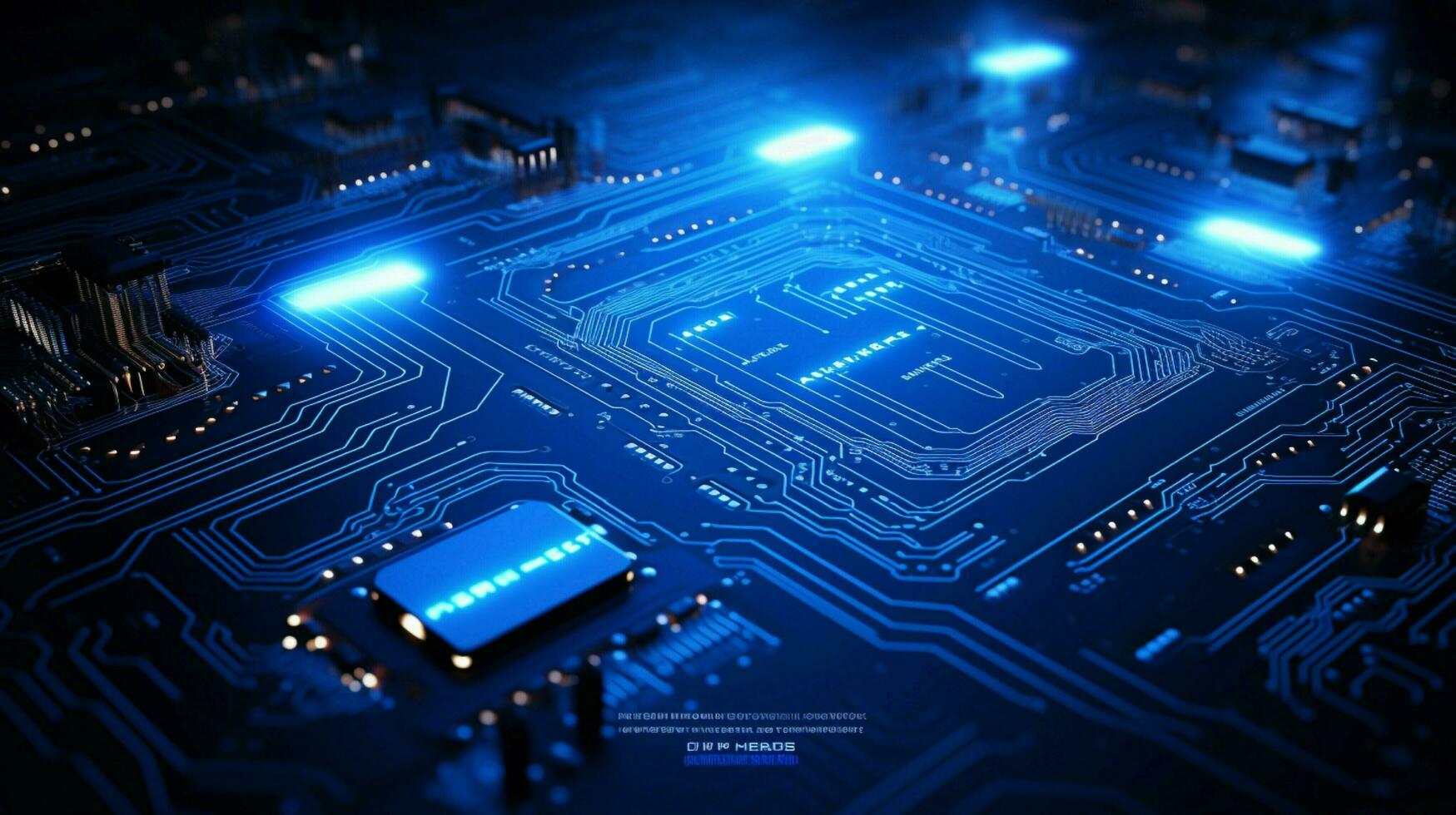 glowing blue circuit board futuristic technology design photo