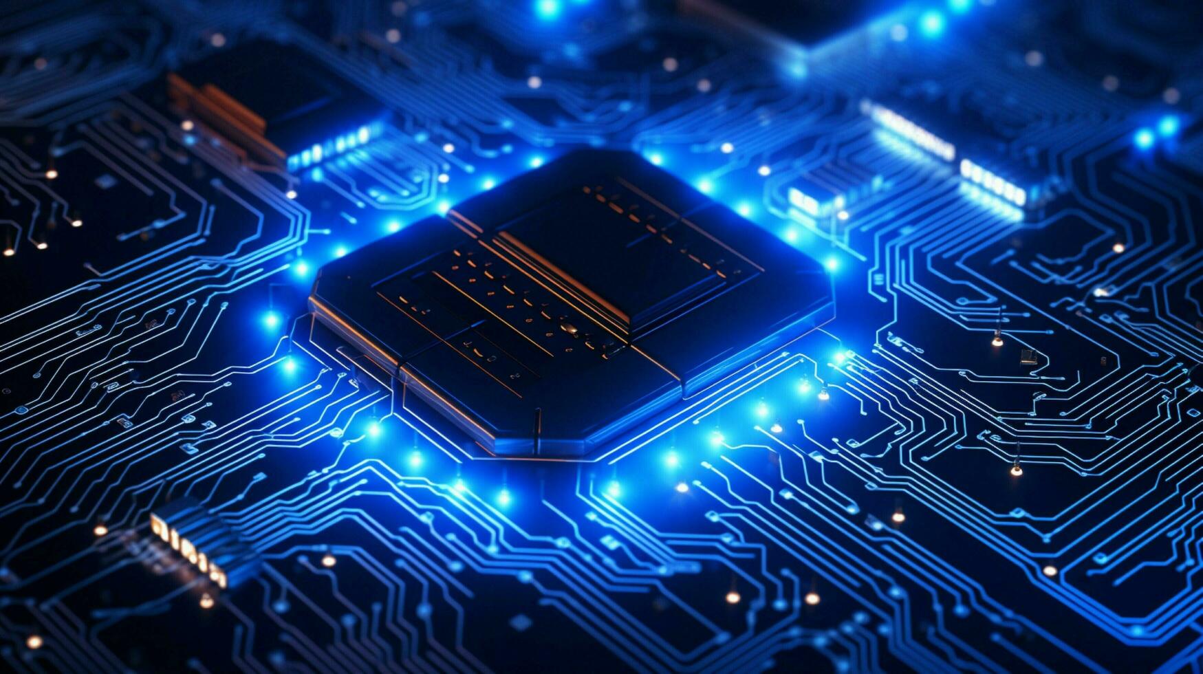 glowing blue circuit board futuristic technology design photo