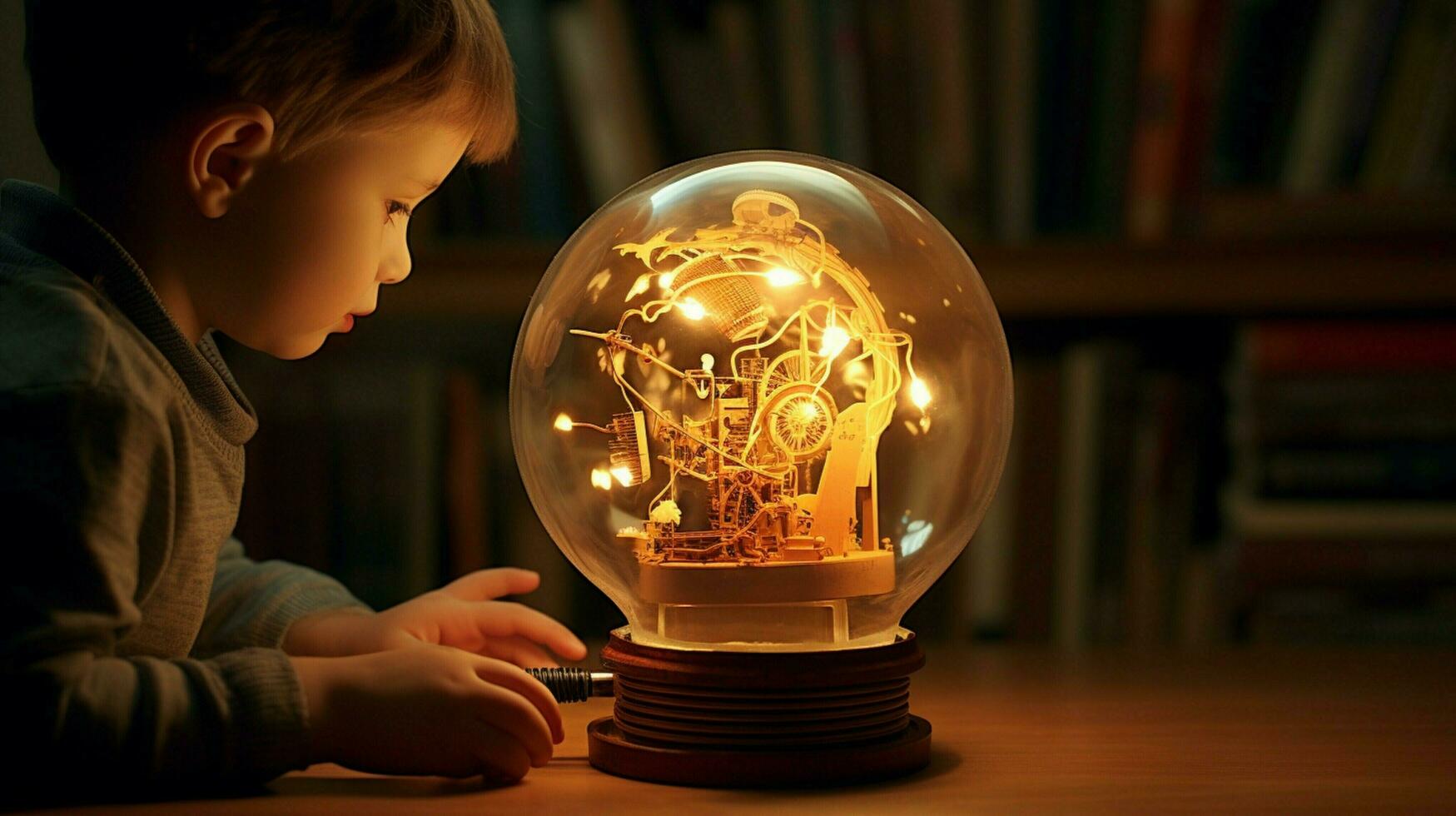 brillante eléctrico lámpara enciende imaginación con creatividad foto