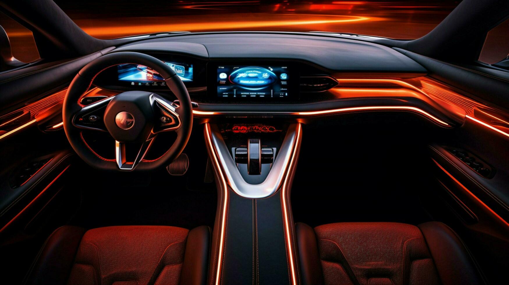 glowing dashboard illuminates the luxurious sports car photo