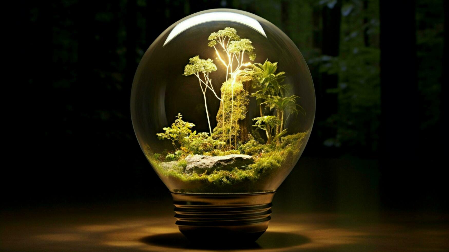 glowing electric lamp illuminates nature bright ideas photo