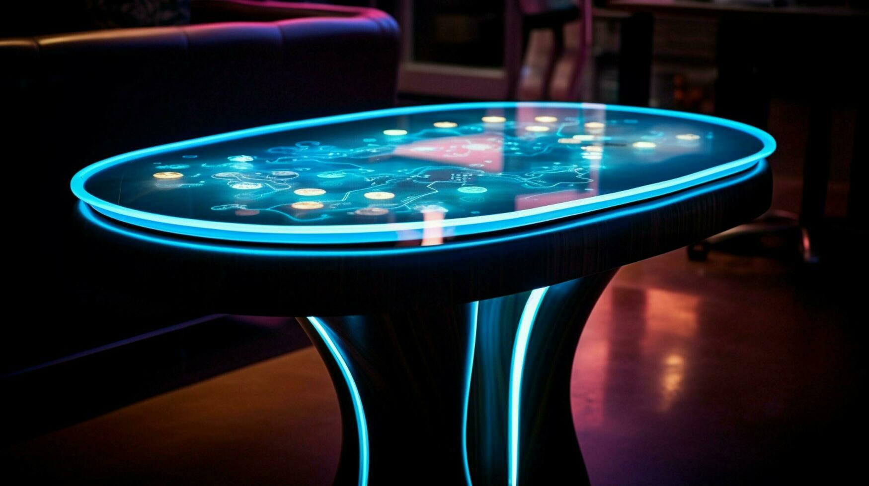 glowing finger controls modern nightlife technology table photo
