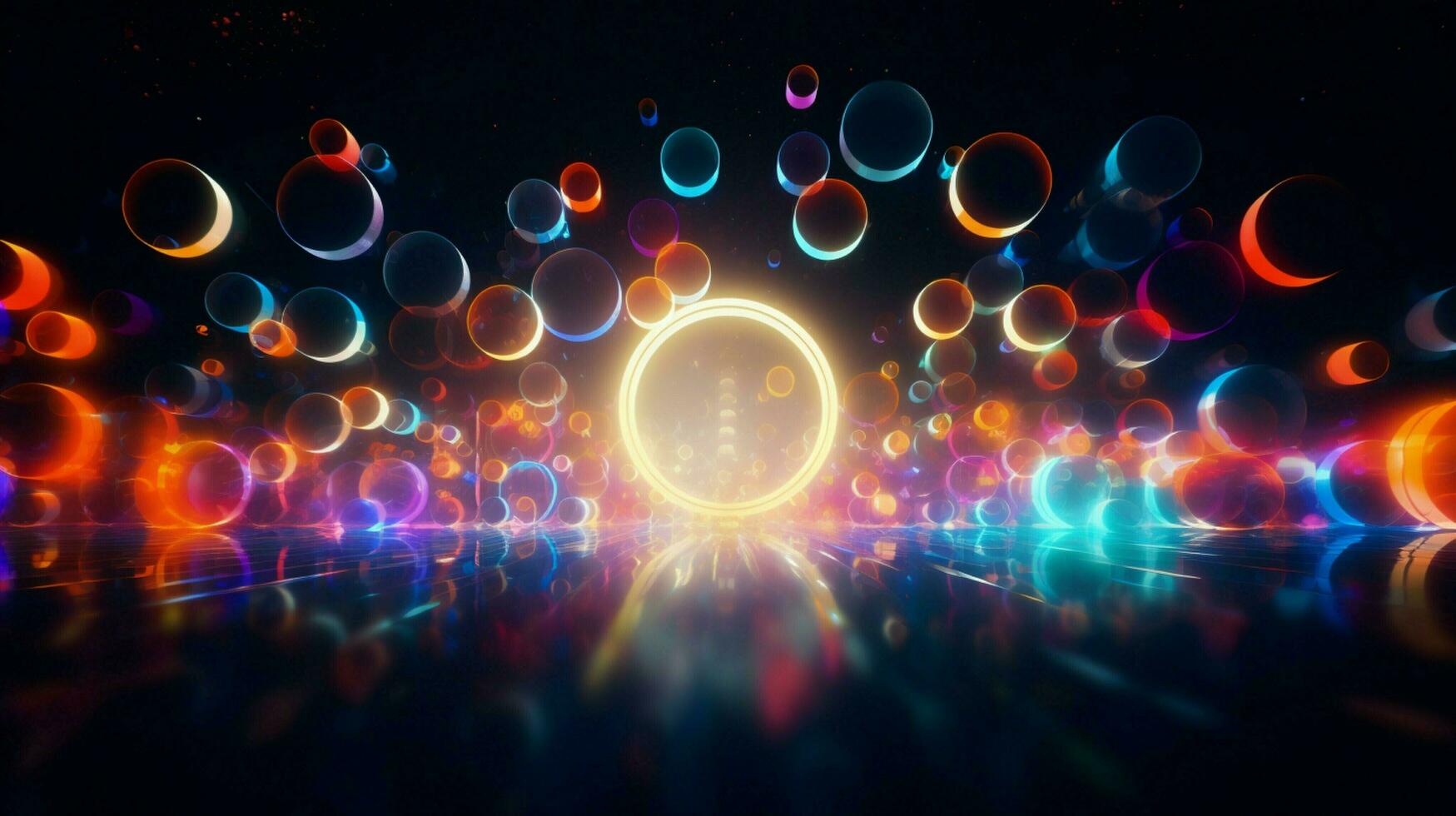glowing multi colored circles ignite a futuristic backdrop photo