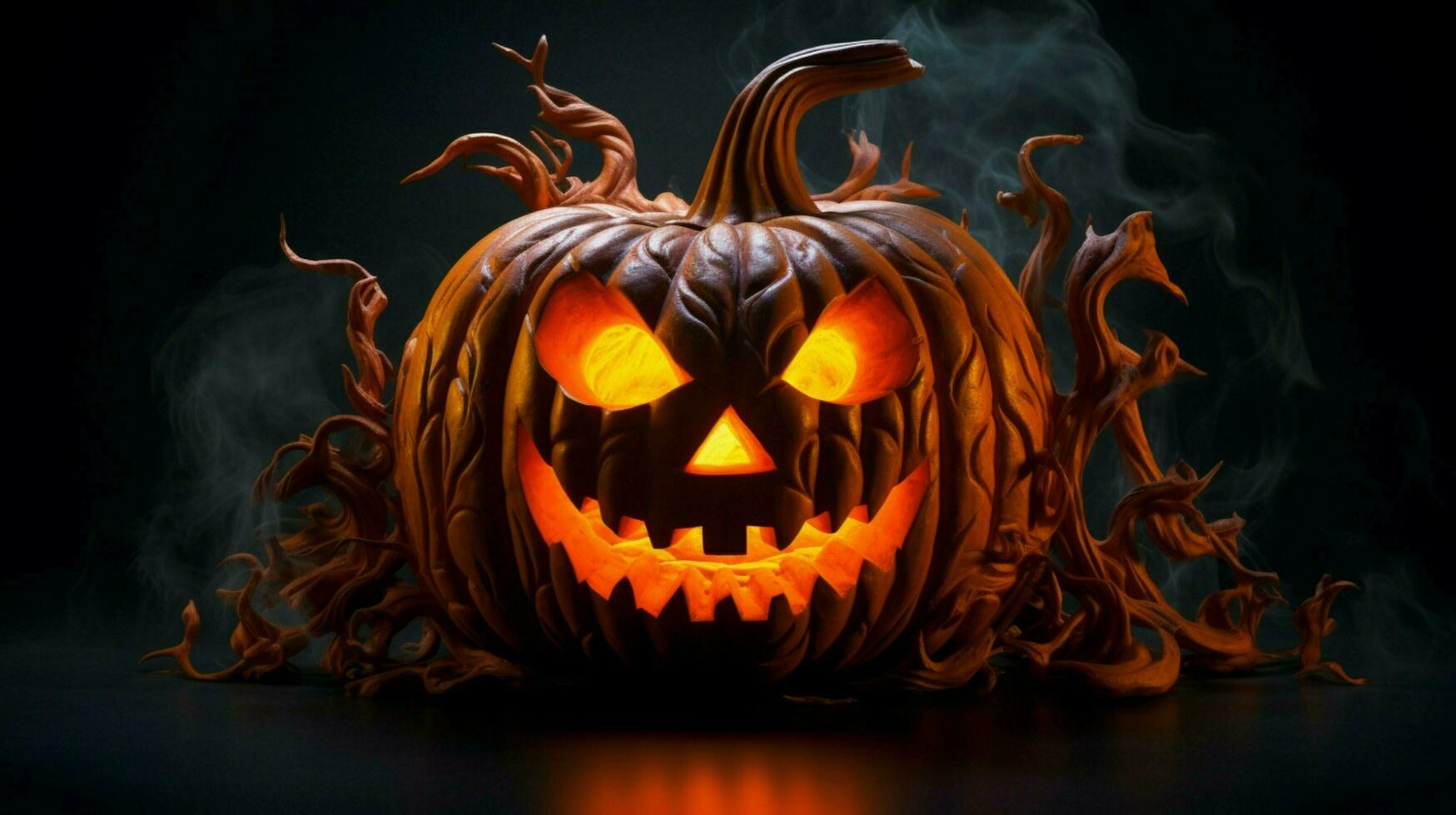 glowing pumpkin lantern brings spooky halloween celebrating photo