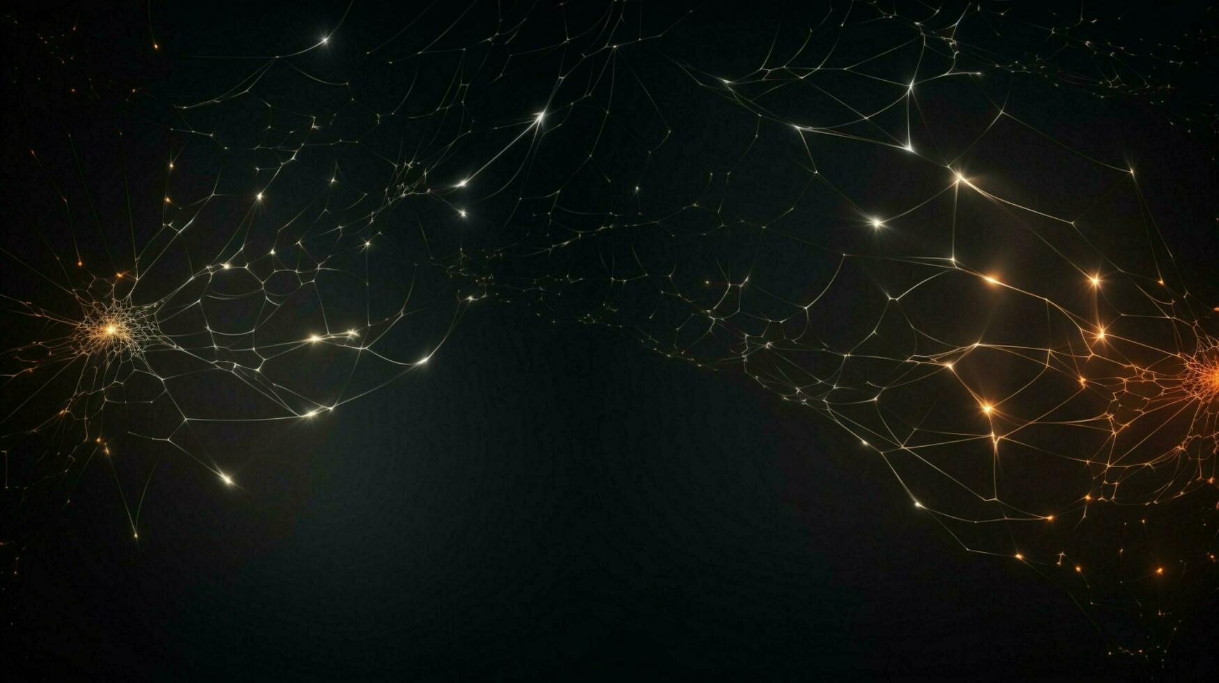 glowing spider web on dark abstract backdrop photo